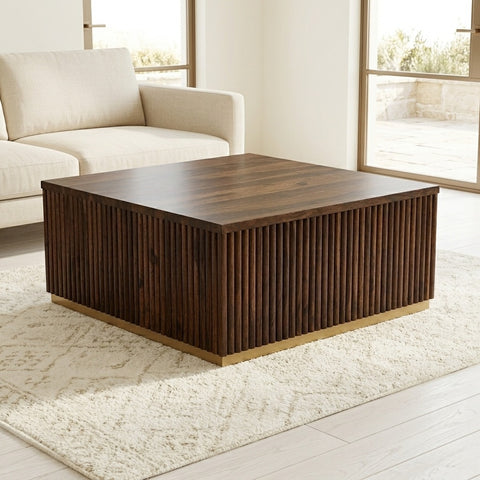 PRITI Coffee Table (Walnut Finish) | Wooden Coffee Table for Living Room