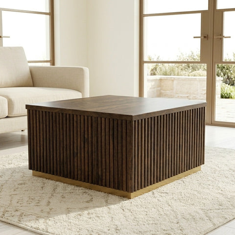 PRITI Coffee Table (Walnut Finish) | Wooden Coffee Table for Living Room