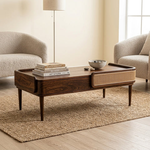 PRITI Coffee Table | Wooden Bench with Storage | Drawer Bench | Wooden Coffee Table for Living Room