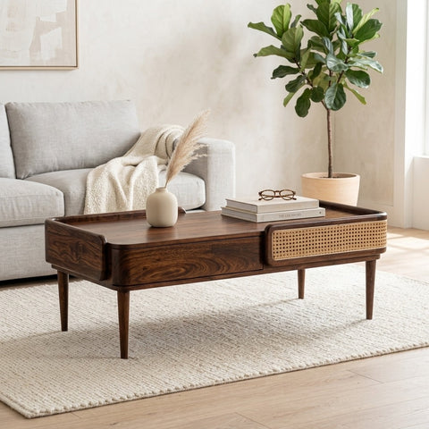 PRITI Coffee Table | Wooden Bench with Storage | Drawer Bench | Wooden Coffee Table for Living Room