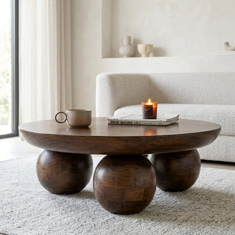 PRITI Round Coffee Table | Wooden Coffee Table for Living Room