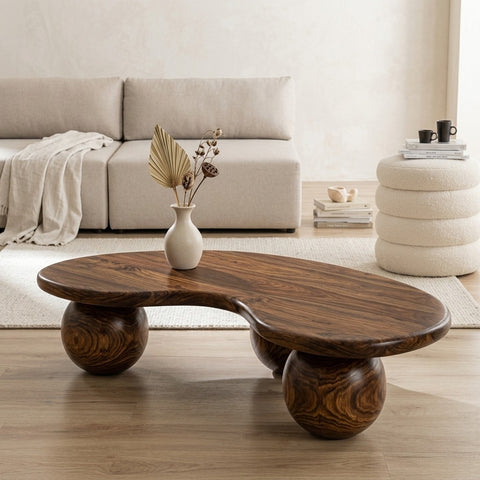 PRITI Solid Wood Center Table | Wooden Coffee Table for Living Room