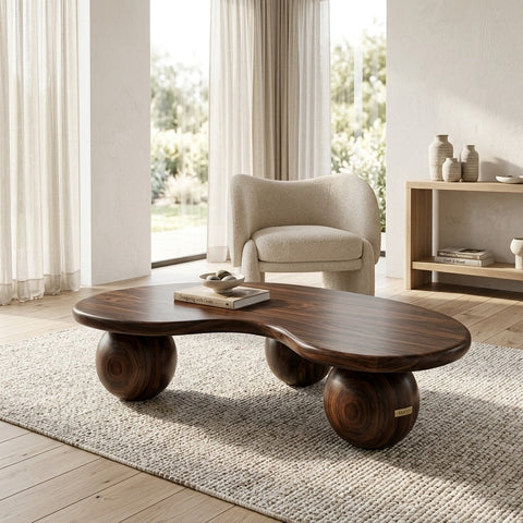 PRITI Solid Wood Center Table | Wooden Coffee Table for Living Room