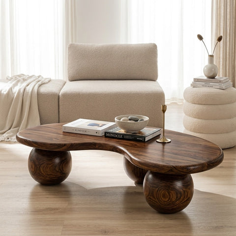PRITI Solid Wood Center Table | Wooden Coffee Table for Living Room