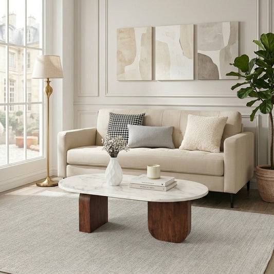 PRITI Wooden Centre Table | Wooden Coffee Table for Living Room