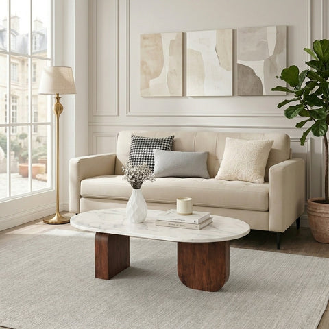 PRITI Wooden Centre Table | Wooden Coffee Table for Living Room