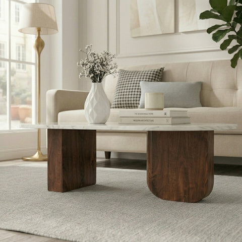 PRITI Wooden Centre Table | Wooden Coffee Table for Living Room