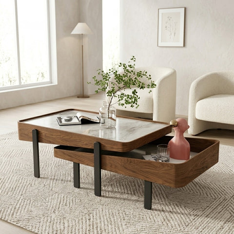 PRITI Wooden Nesting Centre Tables | Wooden Coffee Table for Living Room