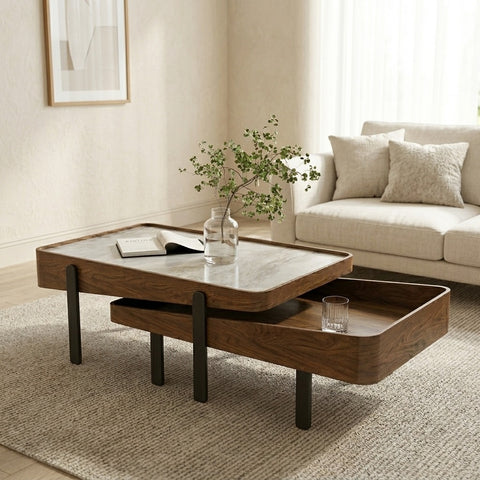 PRITI Wooden Nesting Centre Tables | Wooden Coffee Table for Living Room