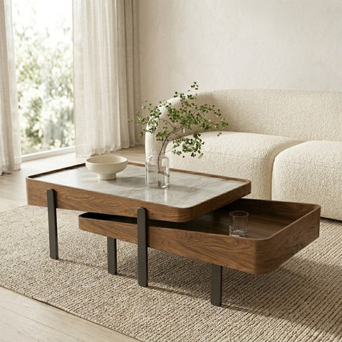 PRITI Wooden Nesting Centre Tables | Wooden Coffee Table for Living Room