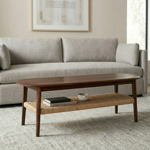 PRITI Wooden 2-Tier Centre Table | Wooden Coffee Table for Living Room