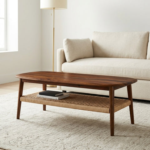 PRITI Wooden 2-Tier Centre Table | Wooden Coffee Table for Living Room