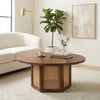 PRITI Solid Wood Black Colour and Cane Weaving Work Coffee Table for Living Room