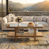 PRITI Solid Wood Coffee Table with Cane Weaving and Glass Top