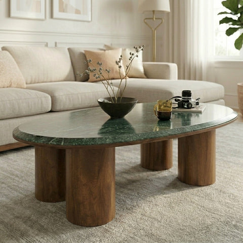 PRITI Wooden And Marble Coffee Table