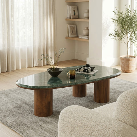 PRITI Wooden And Marble Coffee Table