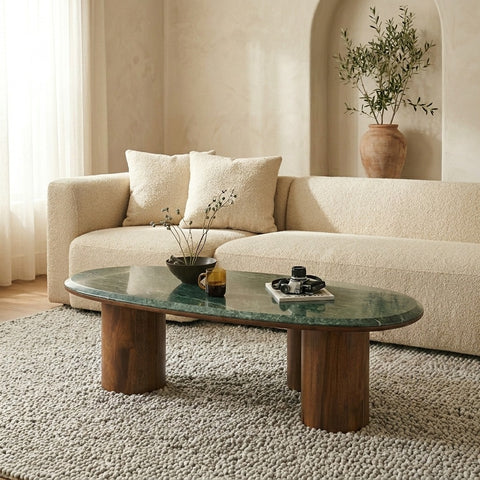 PRITI Wooden And Marble Coffee Table