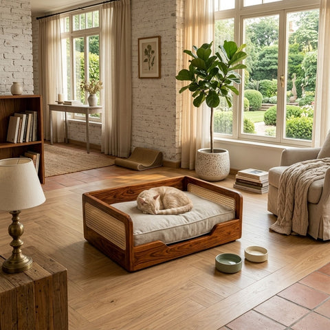 PRITI Solid Sheesham Wood Pet Daybed | Cat Bed | Dog Bed