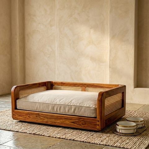 PRITI Solid Sheesham Wood Pet Daybed | Cat Bed | Dog Bed