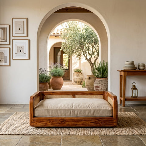 PRITI Solid Sheesham Wood Pet Daybed | Cat Bed | Dog Bed