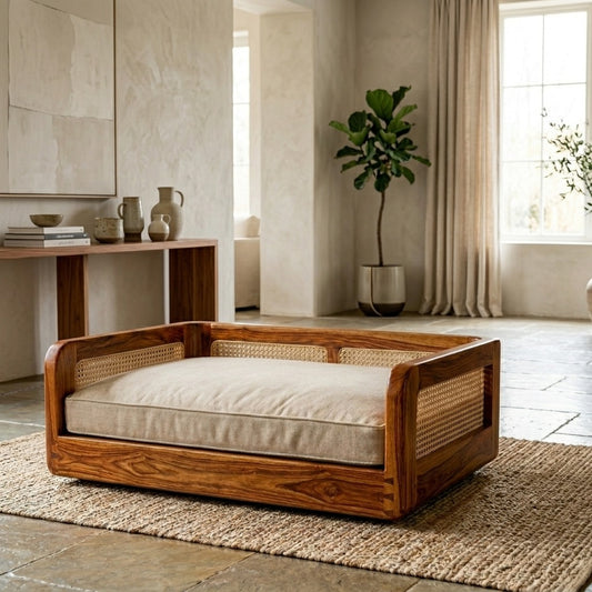 PRITI Solid Sheesham Wood Pet Daybed | Cat Bed | Dog Bed