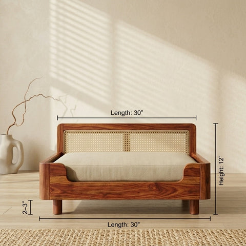 PRITI Solid Sheesham Wood Pet Daybed | Cat Bed | Dog Bed
