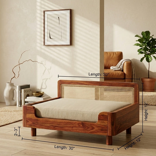 PRITI Solid Sheesham Wood Pet Daybed | Cat Bed | Dog Bed