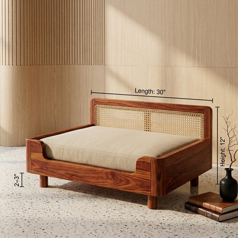 PRITI Solid Sheesham Wood Pet Daybed | Cat Bed | Dog Bed
