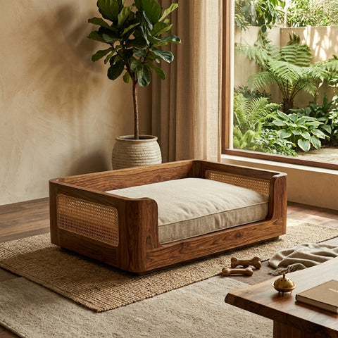 PRITI Solid Sheesham Wood Pet Daybed | Cat Bed | Dog Bed