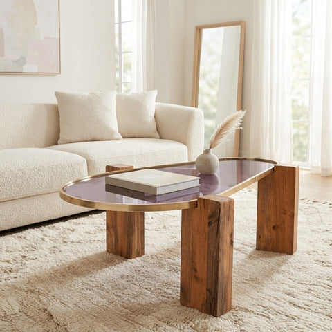 PRITI Abstract Centre Table | Wooden Coffee Table for Living Room