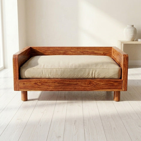 PRITI Solid Sheesham Wood Pet Daybed | Cat Bed | Dog Bed