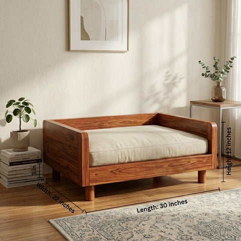 PRITI Solid Sheesham Wood Pet Daybed | Cat Bed | Dog Bed
