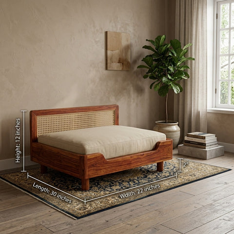 PRITI Solid Sheesham Wood Pet Daybed | Cat Bed | Dog Bed