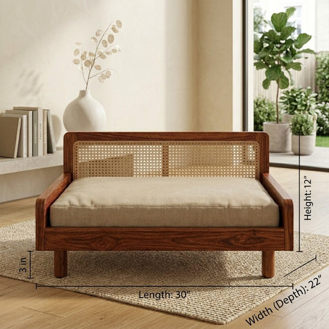 PRITI Solid Sheesham Wood Pet Daybed | Cat Bed | Dog Bed