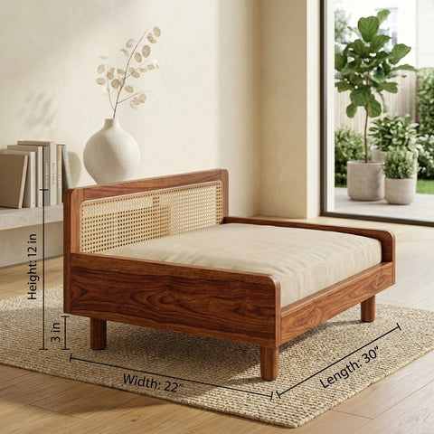 PRITI Solid Sheesham Wood Pet Daybed | Cat Bed | Dog Bed