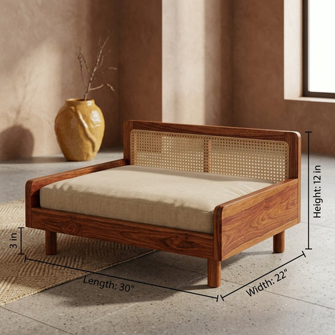 PRITI Solid Sheesham Wood Pet Daybed | Cat Bed | Dog Bed