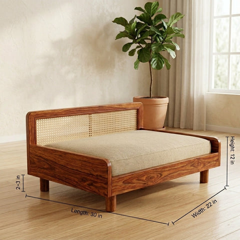 PRITI Solid Sheesham Wood Pet Daybed | Cat Bed | Dog Bed