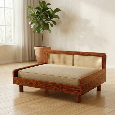 PRITI Solid Sheesham Wood Pet Daybed | Cat Bed | Dog Bed