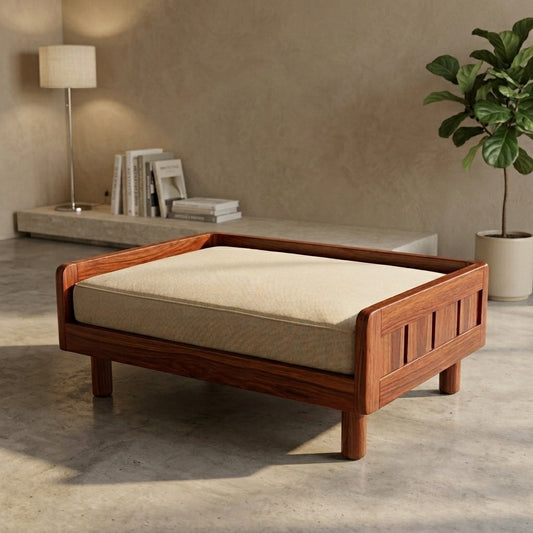 PRITI Solid Sheesham Wood Pet Daybed | Cat Bed | Dog Bed