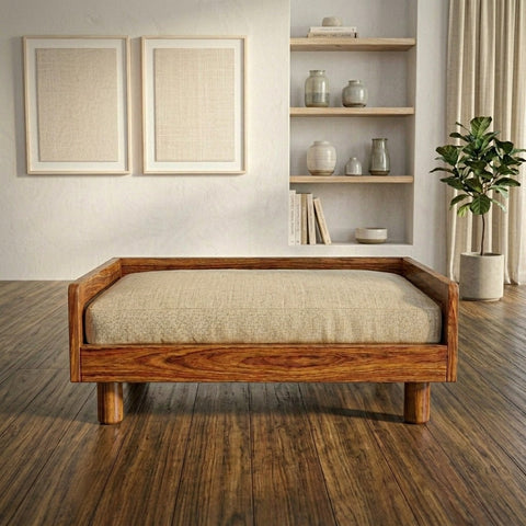 PRITI Solid Sheesham Wood Pet Daybed | Cat Bed | Dog Bed