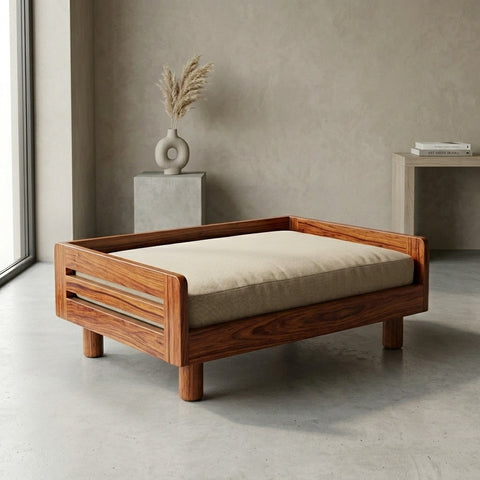 PRITI Solid Sheesham Wood Pet Daybed | Cat Bed | Dog Bed