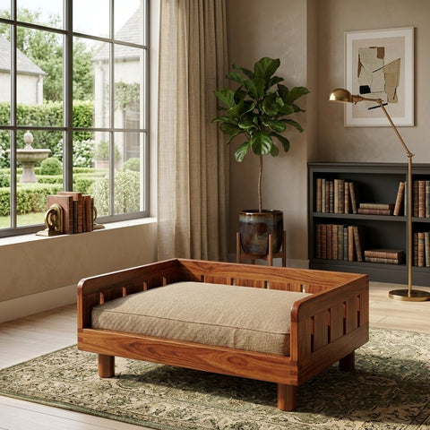 PRITI Solid Sheesham Wood Pet Daybed | Cat Bed | Dog Bed