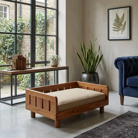 PRITI Solid Sheesham Wood Pet Daybed | Cat Bed | Dog Bed