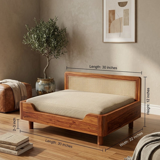 PRITI Solid Sheesham Wood Pet Daybed | Cat Bed | Dog Bed