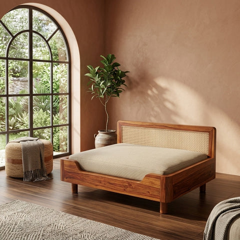 PRITI Solid Sheesham Wood Pet Daybed | Cat Bed | Dog Bed