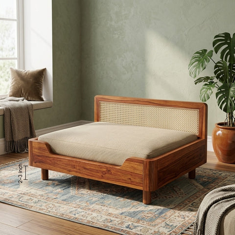 PRITI Solid Sheesham Wood Pet Daybed | Cat Bed | Dog Bed