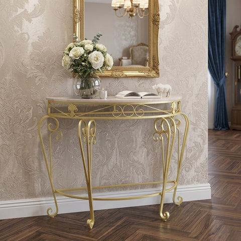 PRITI Metal Top Console Table