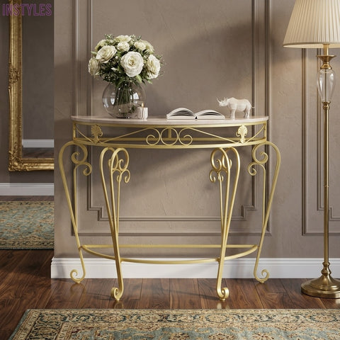 PRITI Metal Top Console Table