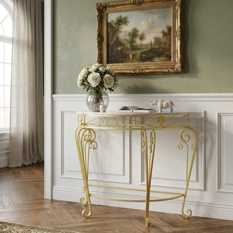 PRITI Metal Top Console Table