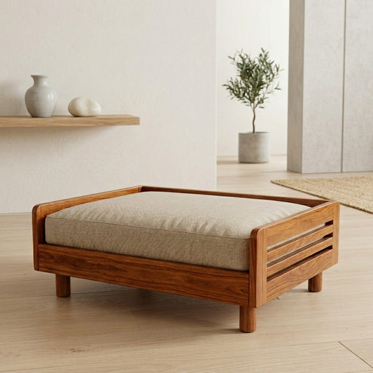PRITI Solid Sheesham Wood Pet Daybed | Cat Bed | Dog Bed